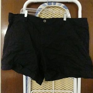 Black cotton walking shorts